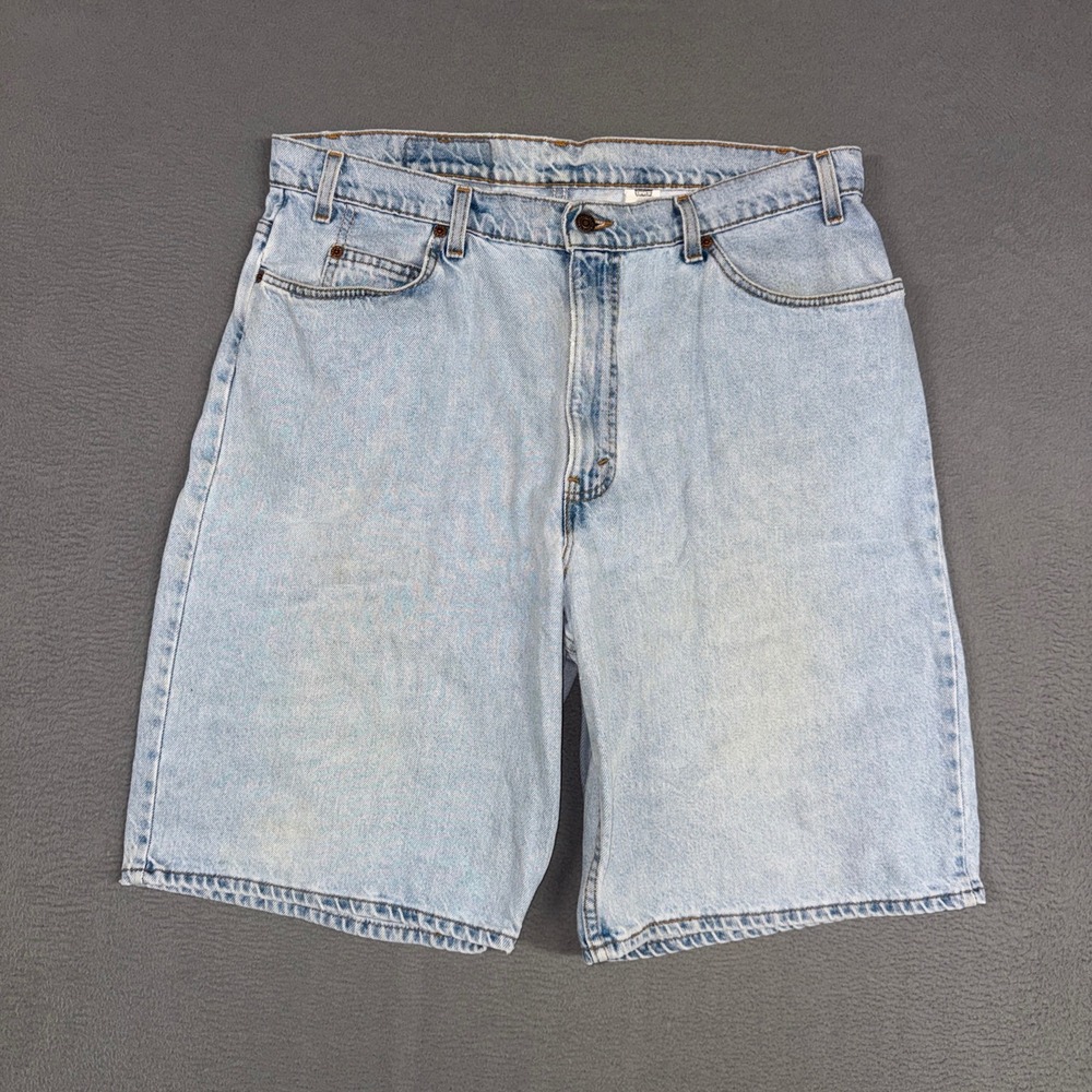 Levis 560 Shorts Mens 38 Light Blue Loose Fit Denim White Tab USA Made Vintage